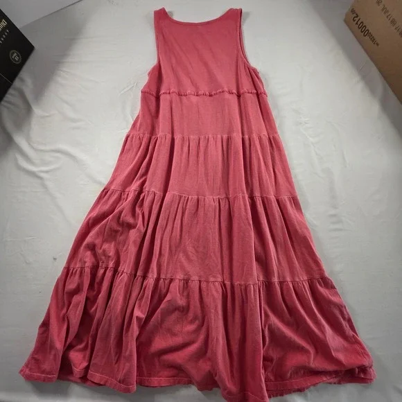 Gap Midi Dress Sunkissed Wash Tiered Pima Cotton Sleeveless M Pink Boho Summer - Picture 6 of 6